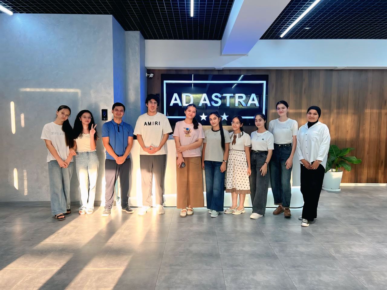 Marjona with classmates during English studies